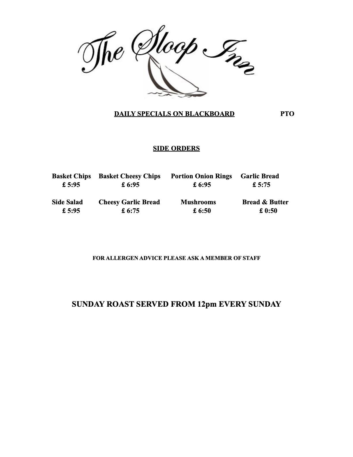 Restuarant menu page 2